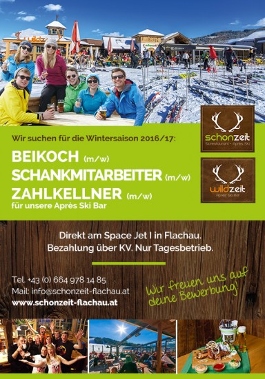 Jobs in Flachau - Jungkoch, Schankmitarbeiter, Zahlkellner